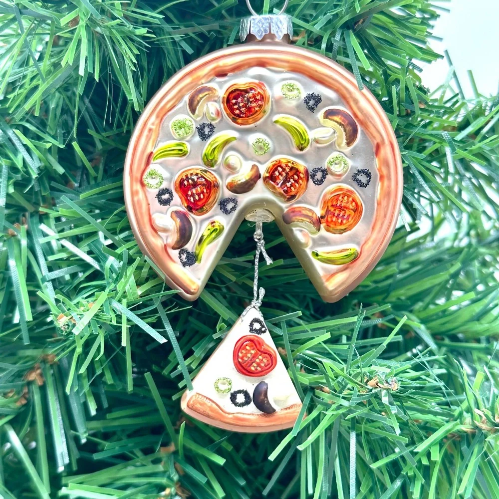 St. Nicholas Square Pizza With Dangling Pizza Slice Ornament 2023